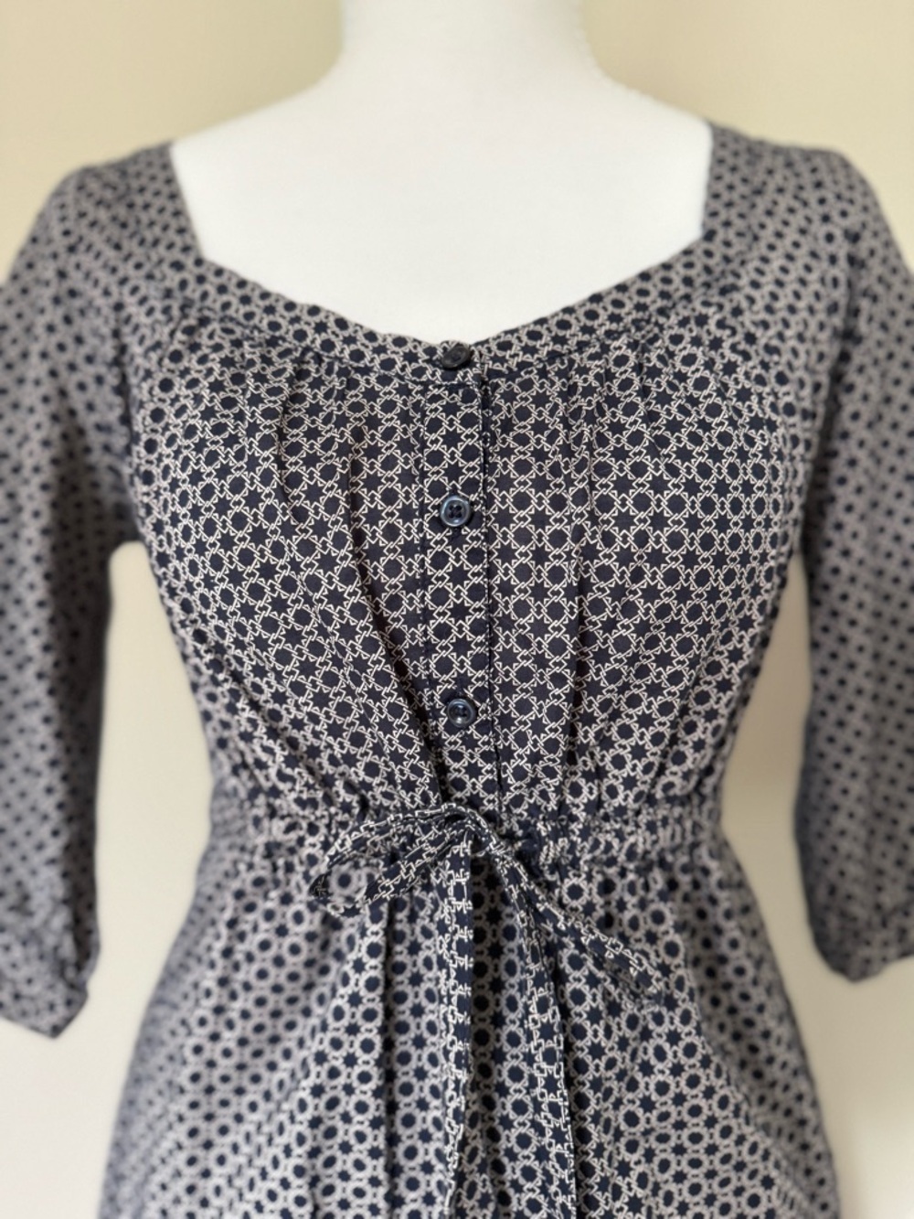 Vintage Old Navy Dress Navy and White Patterned Mini Cotton Dress